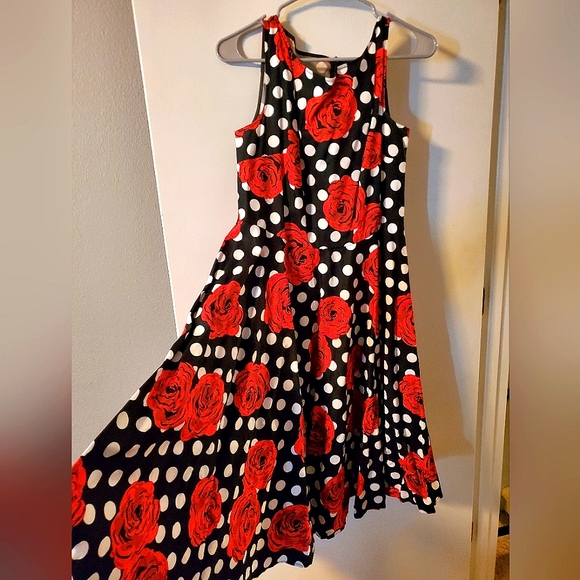 Belle Poque Dresses & Skirts - NWOT 1950s Retro Pinup Polka Dot Rose Floral Vintage Picnic Swing Dress XL